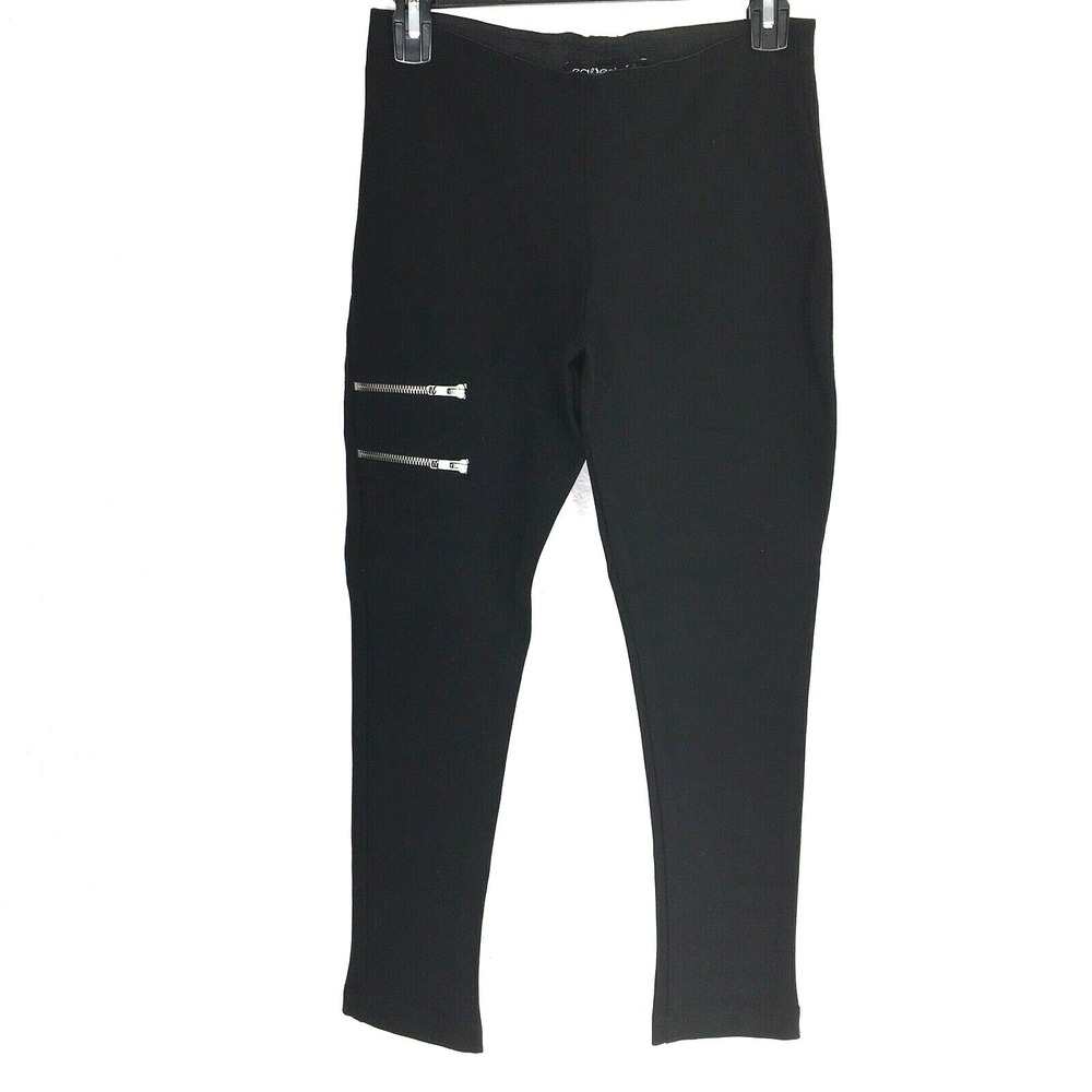 Equestrian Riding Pant Black Stretch Legging Ankle Length‎ Silver Zip Skinny